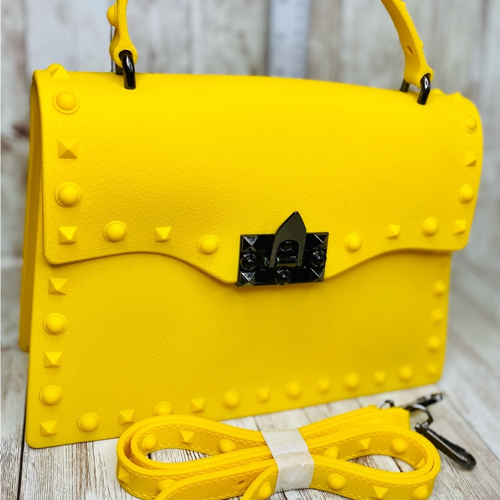 Yellow neon jelly, purse 90s PVC bag lunchpail - Picture 5 of 8